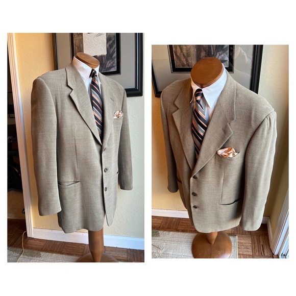 VIVA VINTAGE!  Vestimenta Wool Blend Tan Weave Jacket Size 42R - Picture 10 of 15